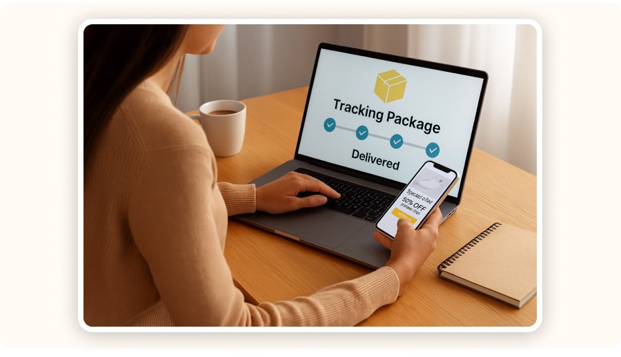 tracking package on laptop