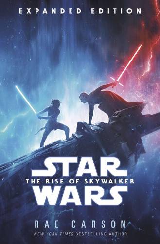 Rey and Kylo Ren fighting on the cover of The Rise of Skywalker