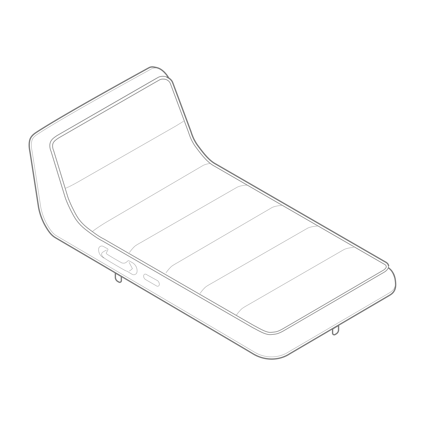 Illustration of fully inflated luxury pool float with upholstered cover — high-end design by Oliver James Lilos for stylish poolside relaxation.