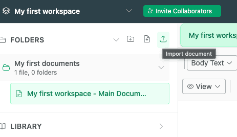 Invite Collaborators button in the thesify Coauthor shared manuscript workspace
