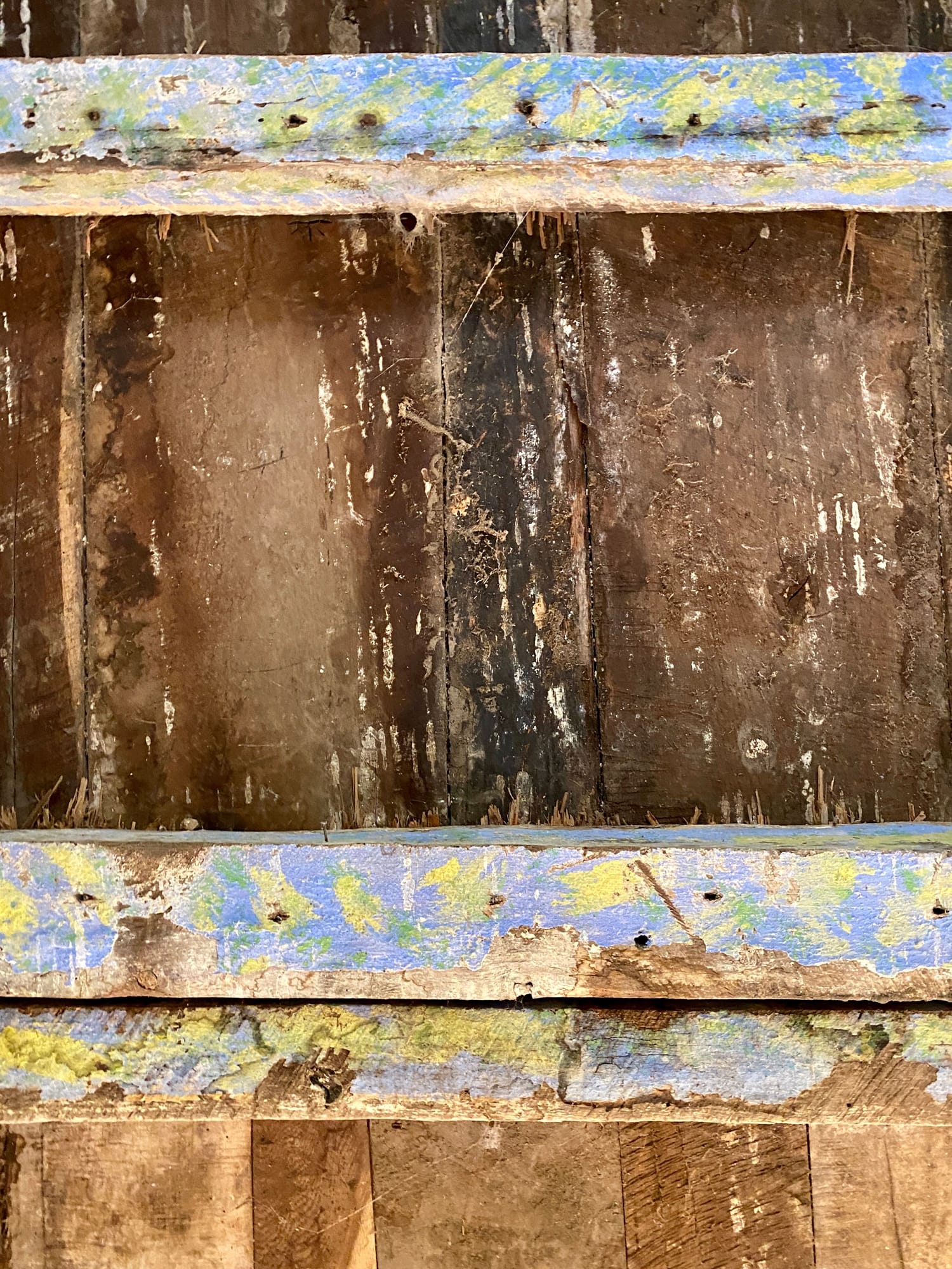 Original painted beam with traces of blue and yellow