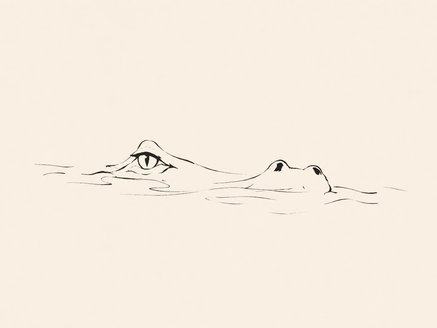 Illustration d’un caïman émergeant de l’eau