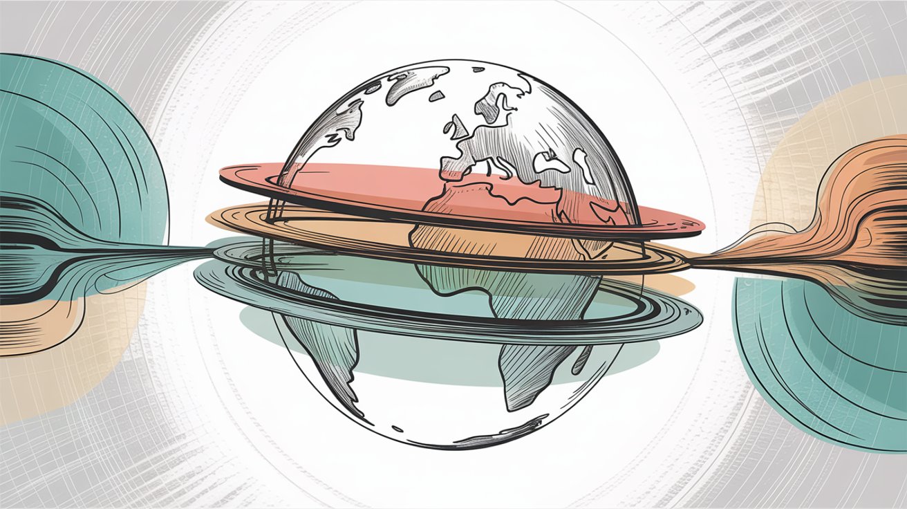 Layered globe illustration representing data enrichment adding multiple context layers to basic contact information
