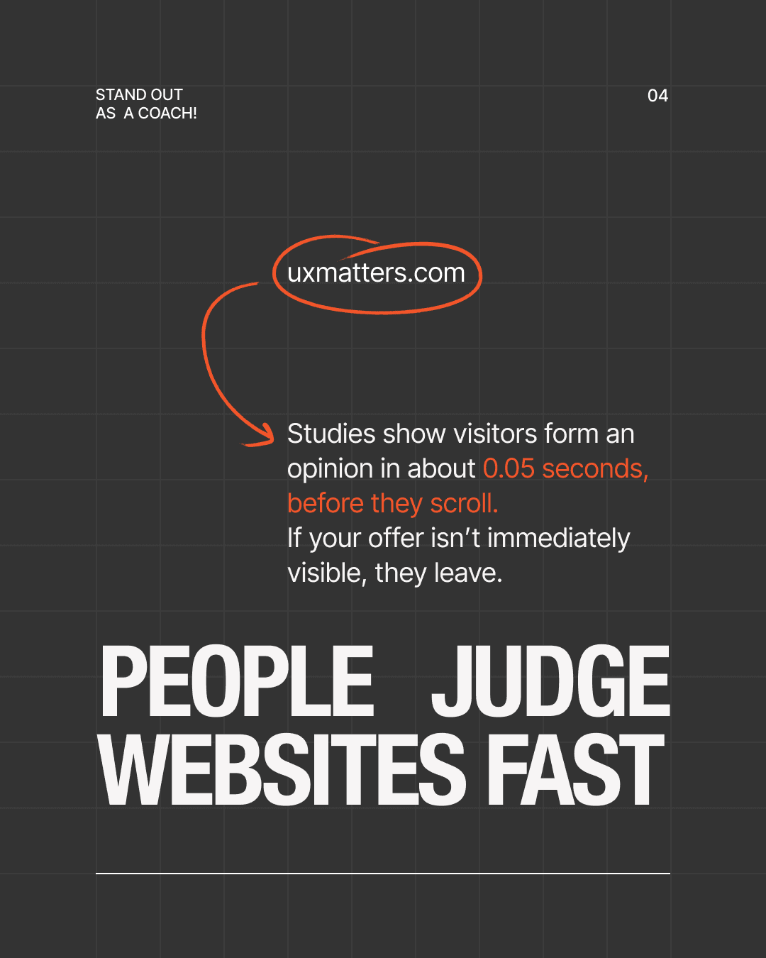 Text: People judge websites fast, forming an opinion in 0.05 seconds.