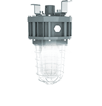 FOCO EX-G LED Explosion-Proof Light product graphic, Multiple Beam Angle Options, industrial lamp with protective safety wire cage