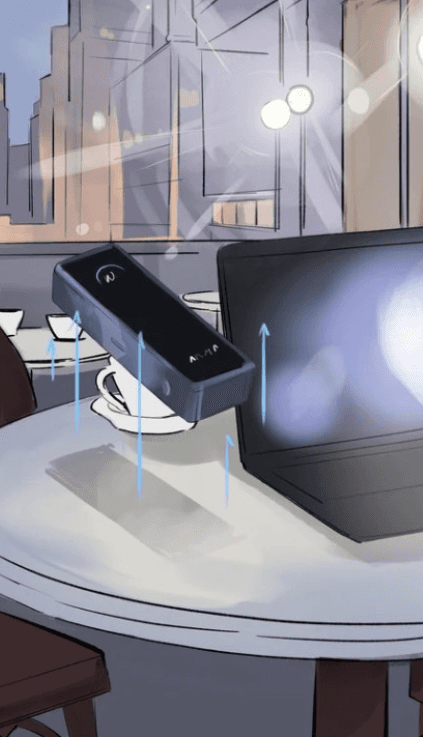 Comic-style sketches showing an Anker power bank flying through a city