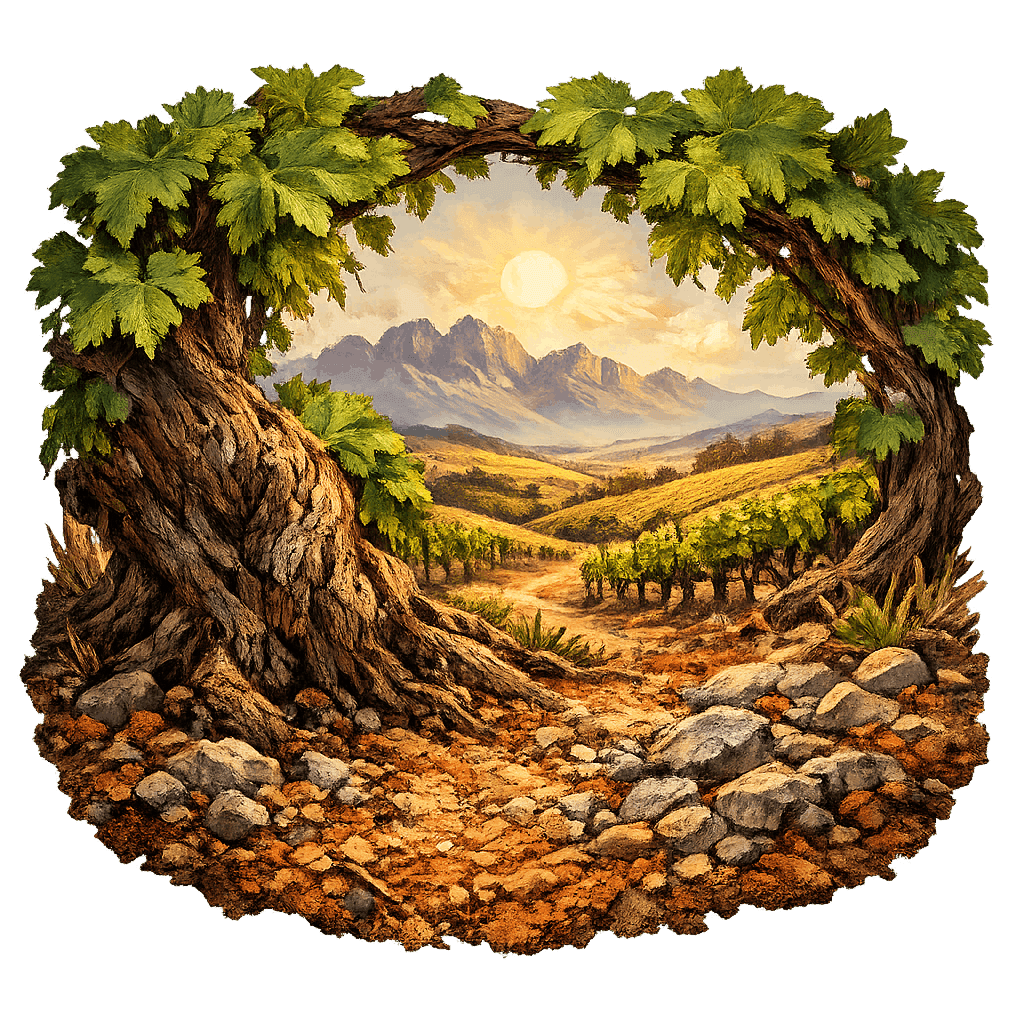 Detailed graphic of the Bottelary wine region.