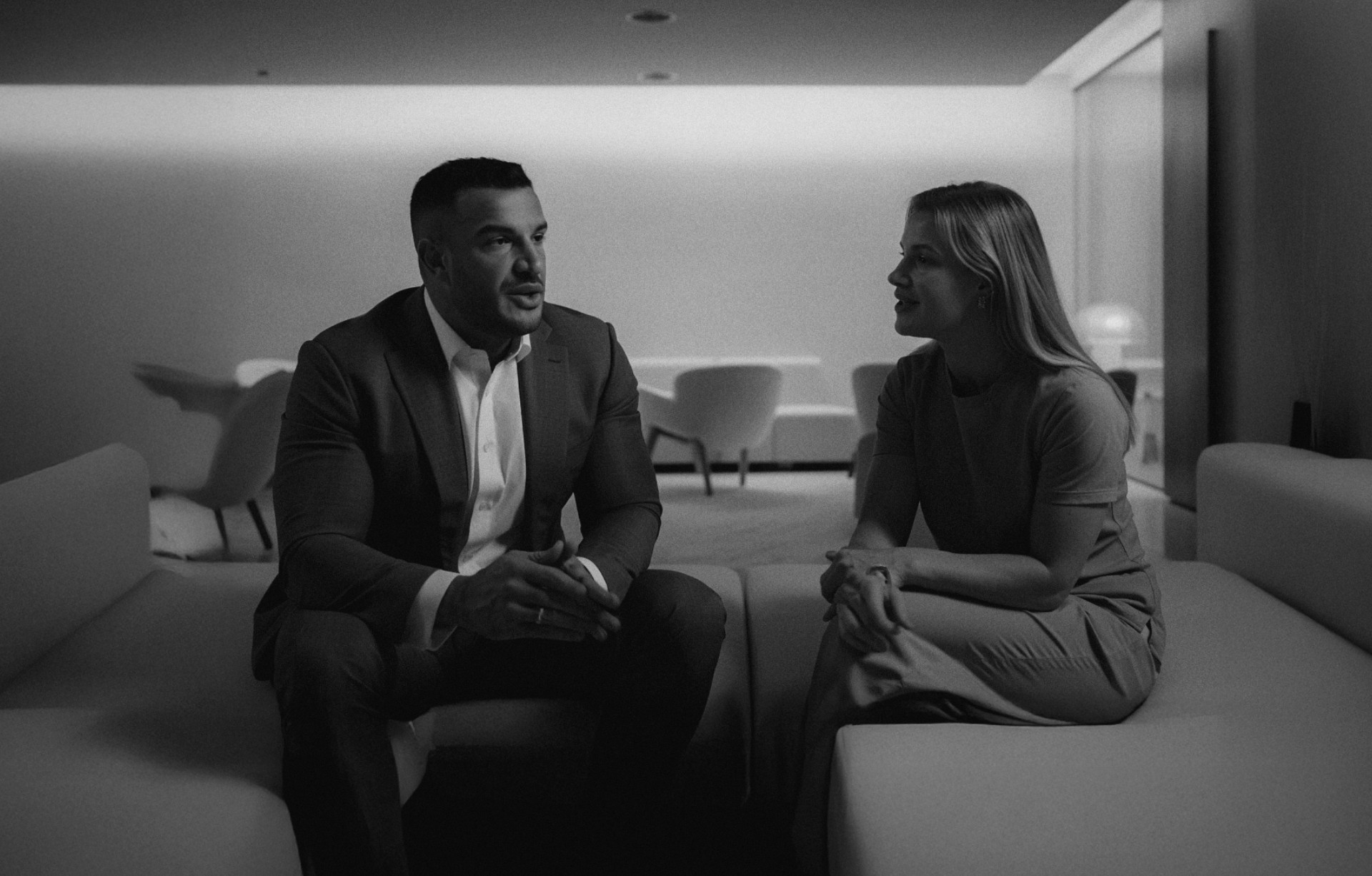 Lawyer and client speaking
