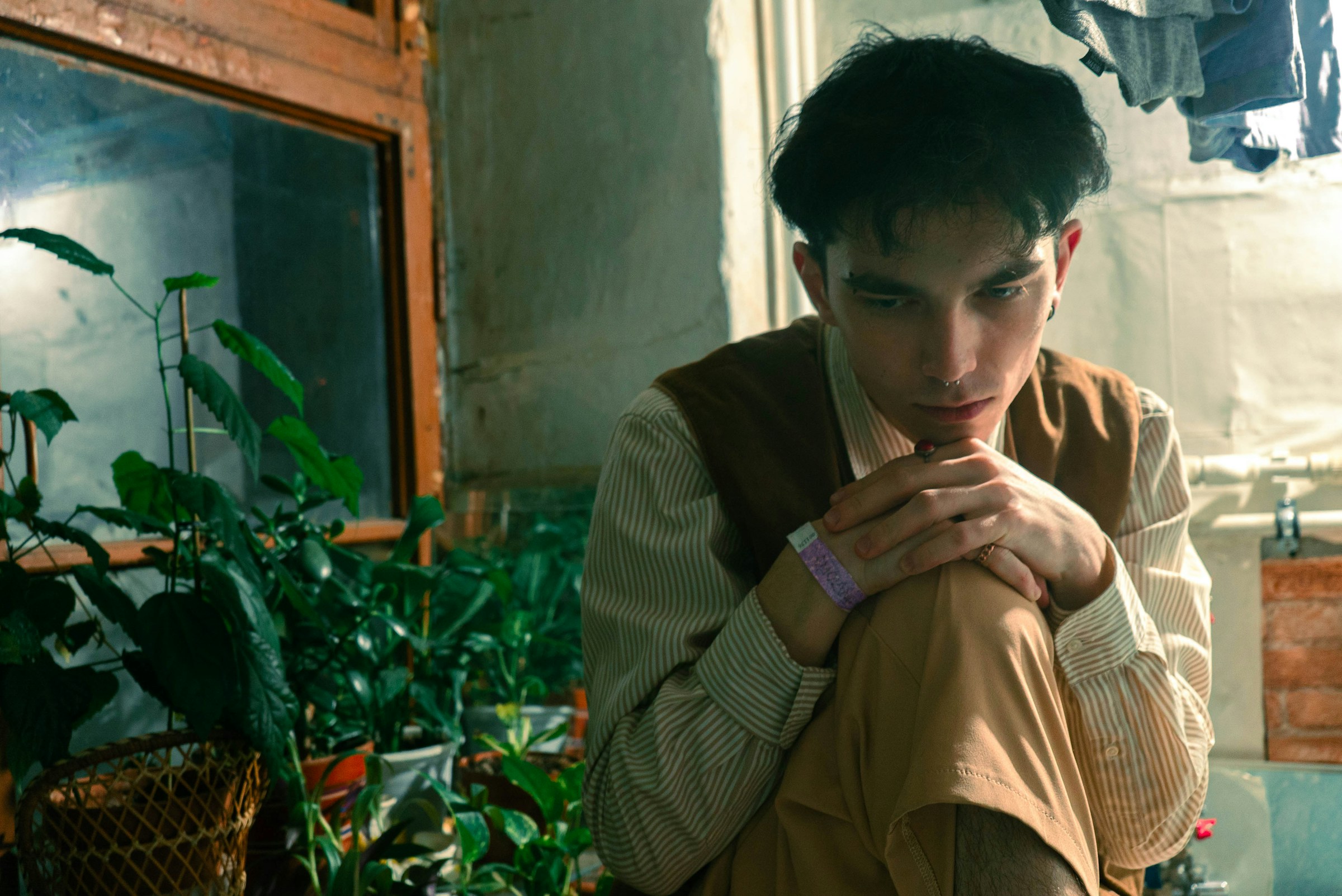 a man is thinking about things