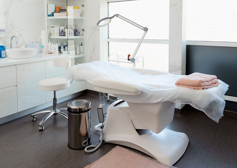 Woman receiving cosmetic skin treatment