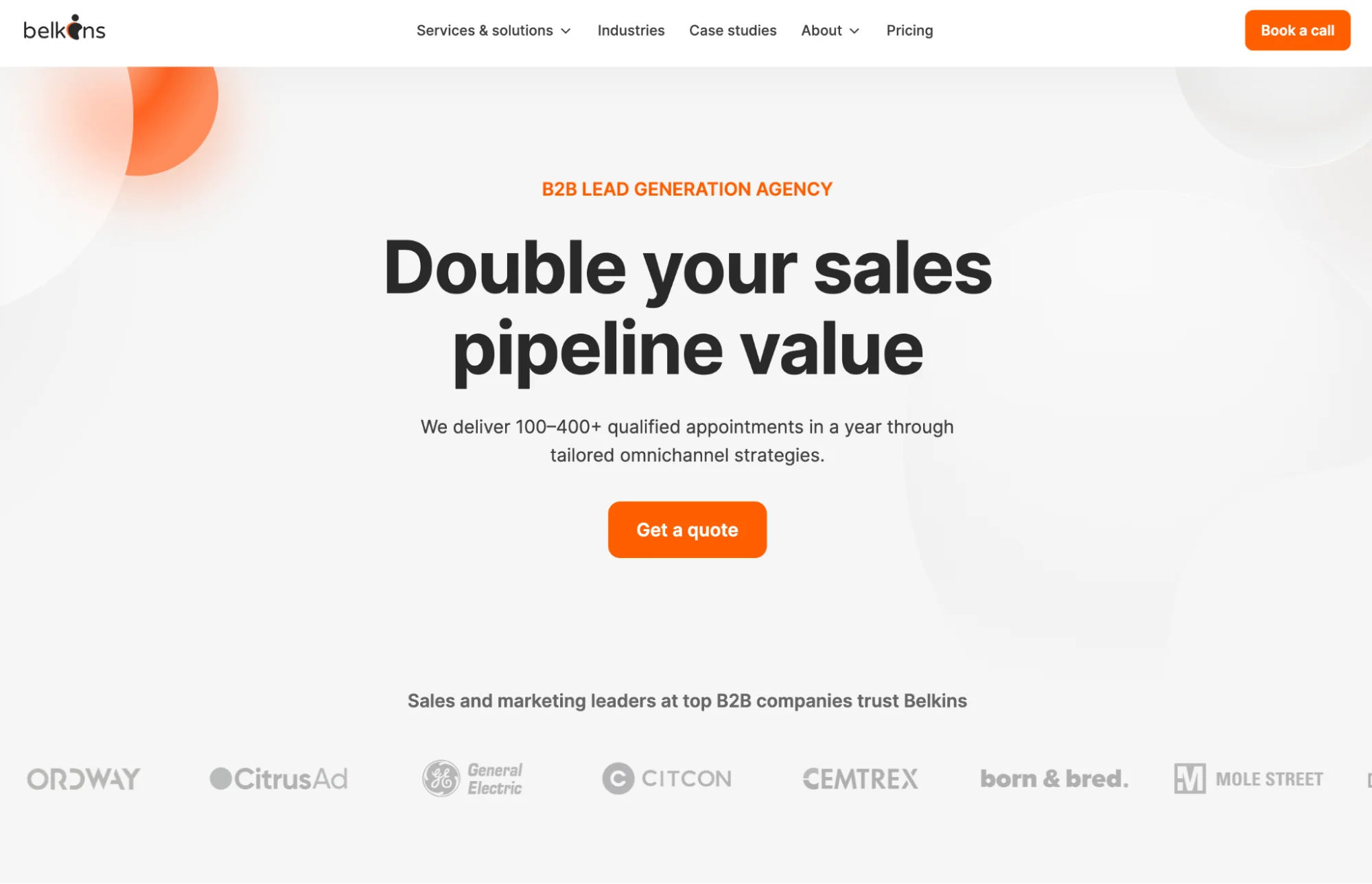 Belkins homepage: full-service B2B lead generation and appointment-setting agency