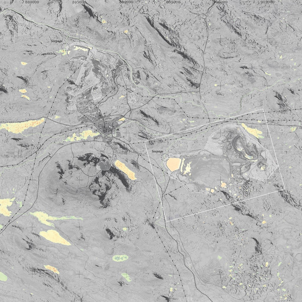 Map depicting contamination levels of surrounding water bodies