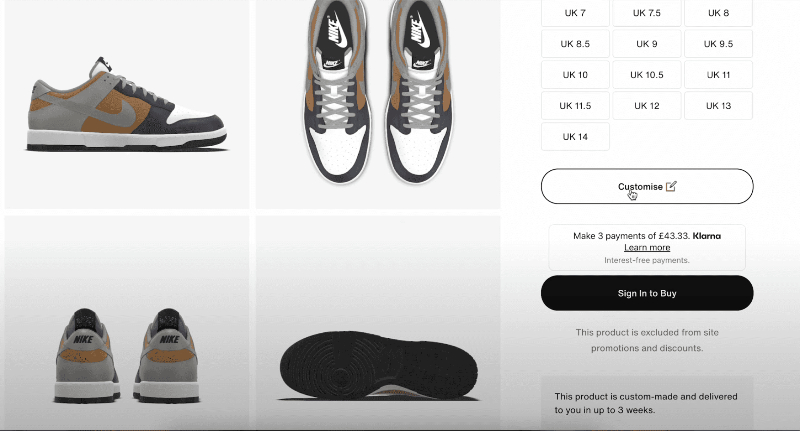 Nike offers personalized products with a  Product Configurator