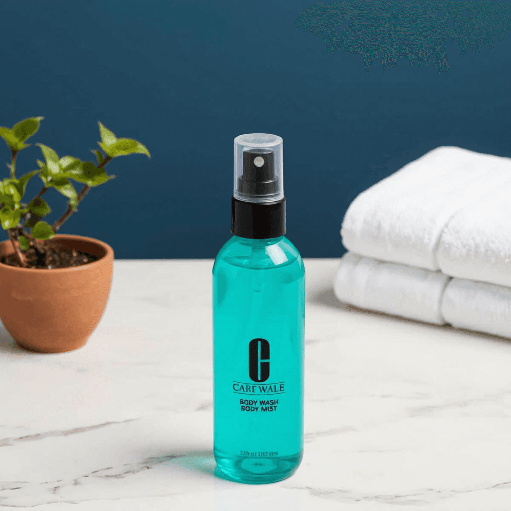 product photography of body wash and body mist