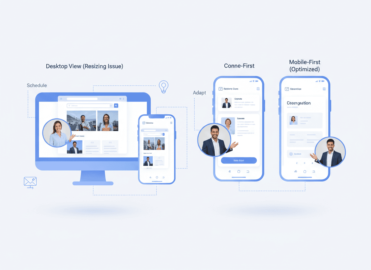 Non-responsive website design breaking on mobile devices compared with mobile-first responsive layout