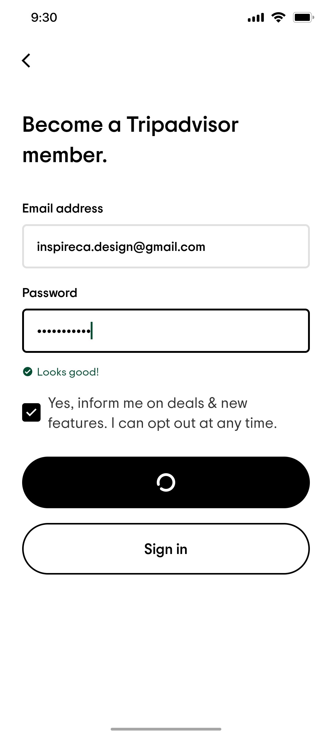 Tripadvisor Enter Password Page