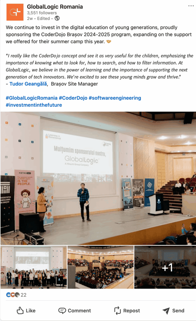 Marketing Spotlight: GlobalLogic Romania social media content
