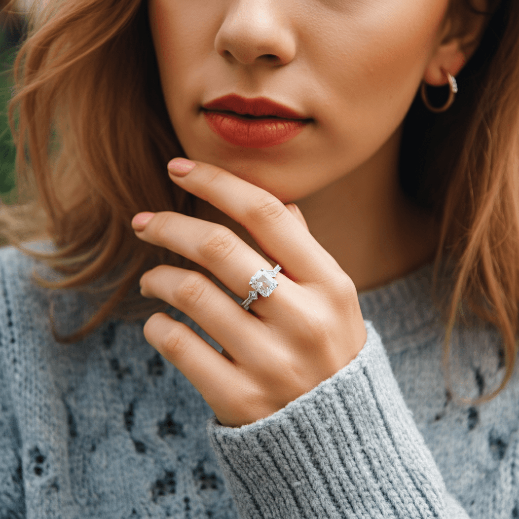 elegent diamond ring in girl hand