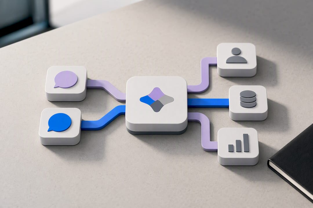 AI support controls branching to business systems