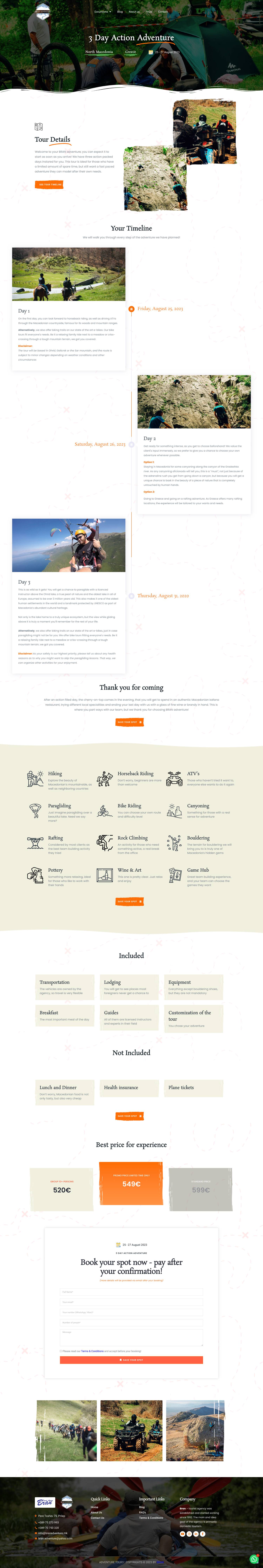 Website - Home page - Bran Adventure