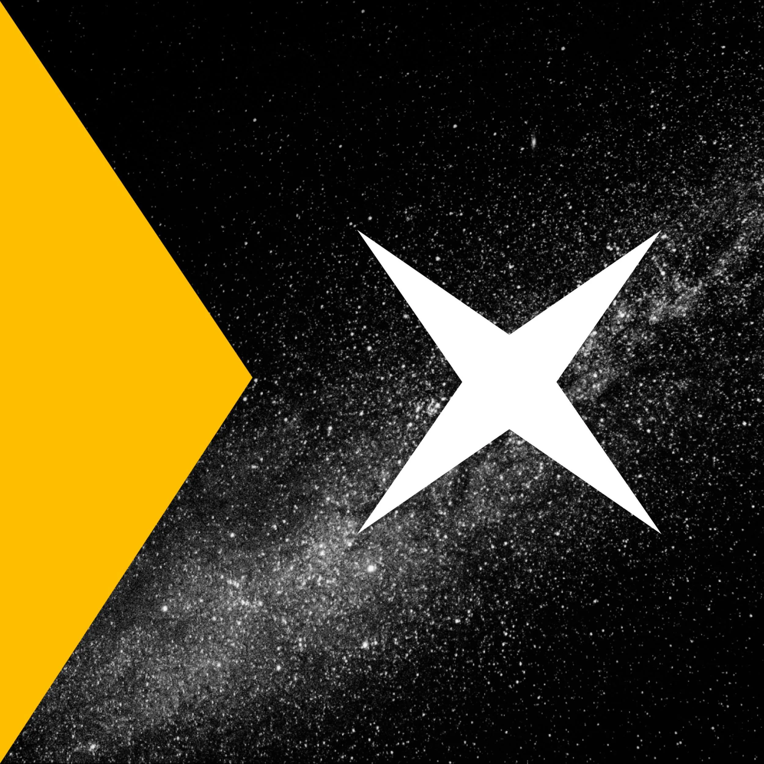 Abstract white star shape over dark space background