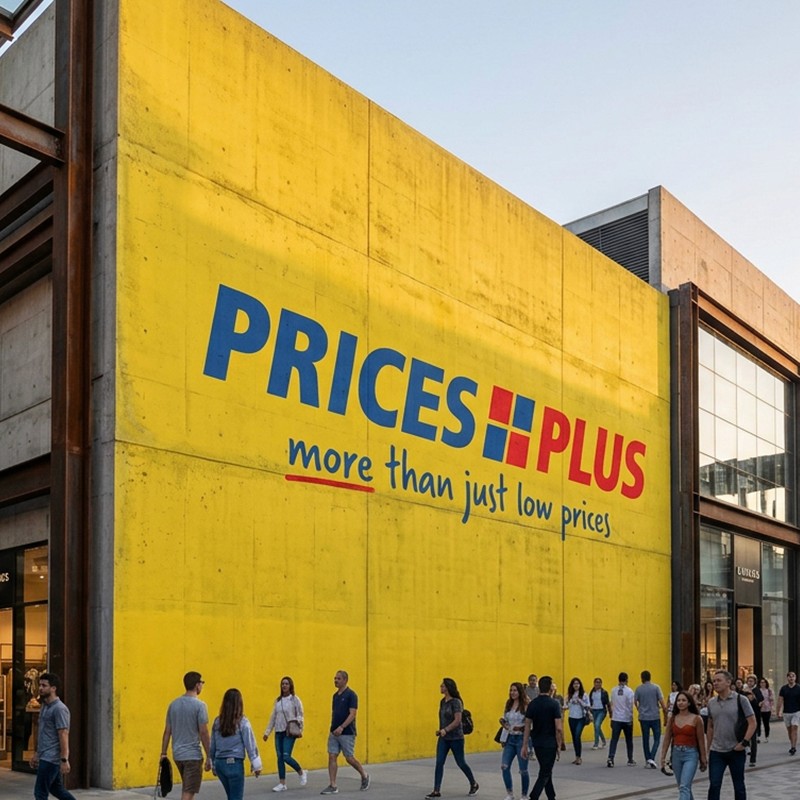 Prices Plus Logo on Building