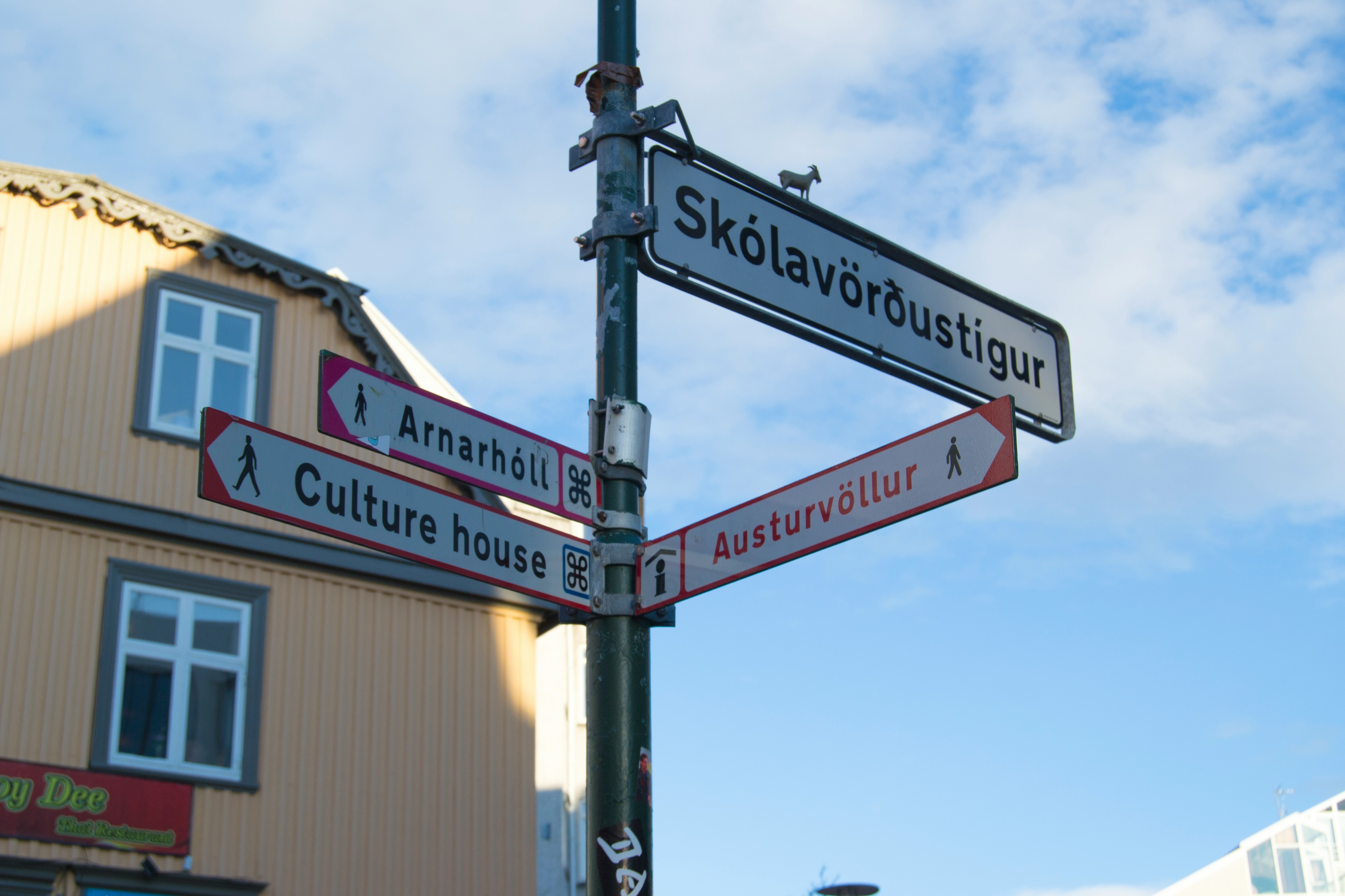 Street sign in Reykjavík, Iceland.