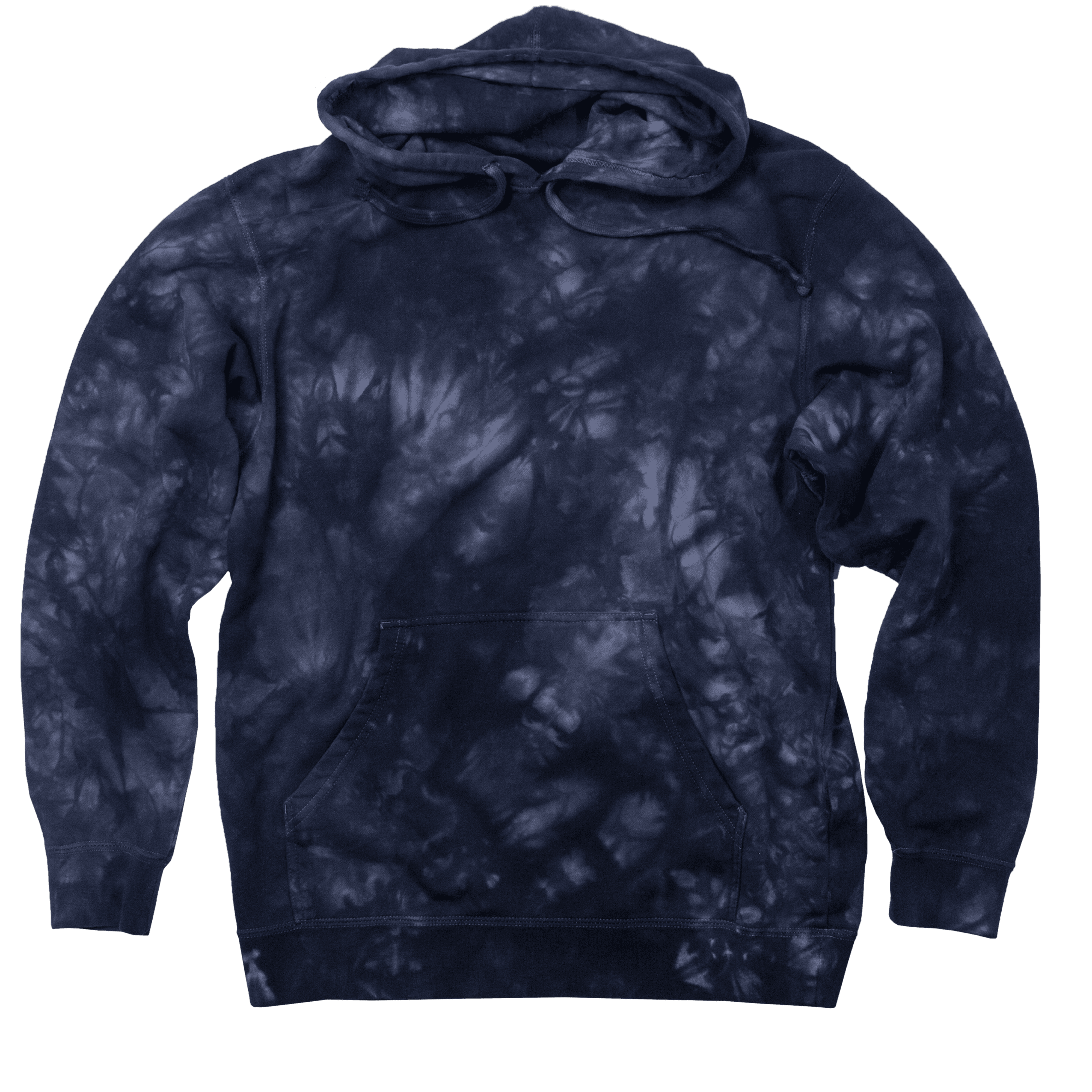 Navy blue tie-dye hoodie sweatshirt.