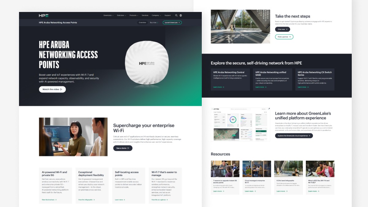 HPE Labs home web page screenshot of news carousel