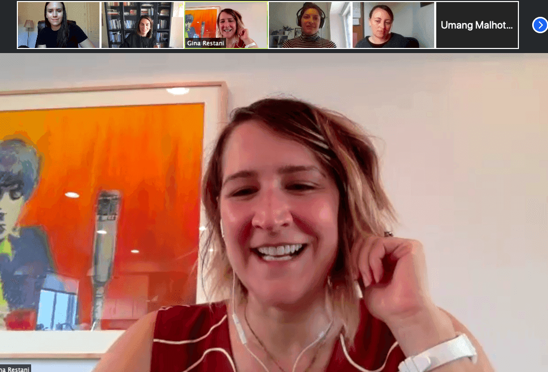 Gina Restani, co-founder of Inside Out Incubator, leading our community through a partner exercise.