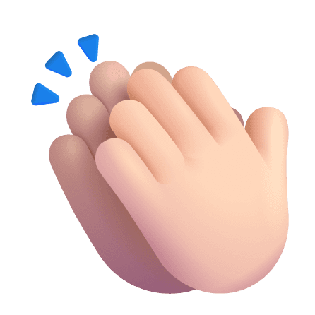 Two hands clapping together, symbolizing applause or appreciation.