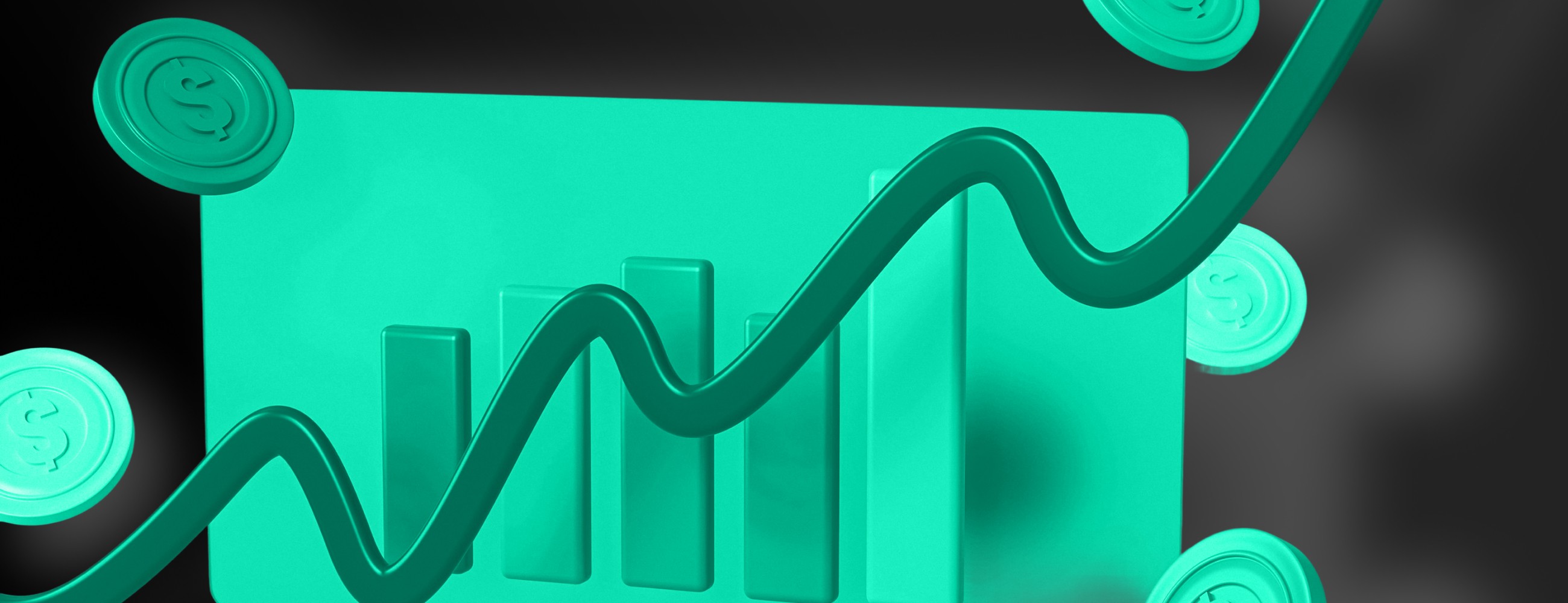 coins floating around a graph going upwards