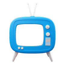 Retro blue TV, playful design