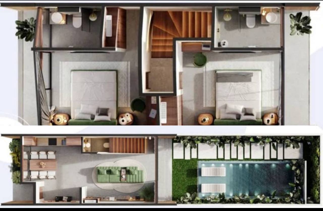 A completed two-level 2-bedroom villa in Bukit, Melasti