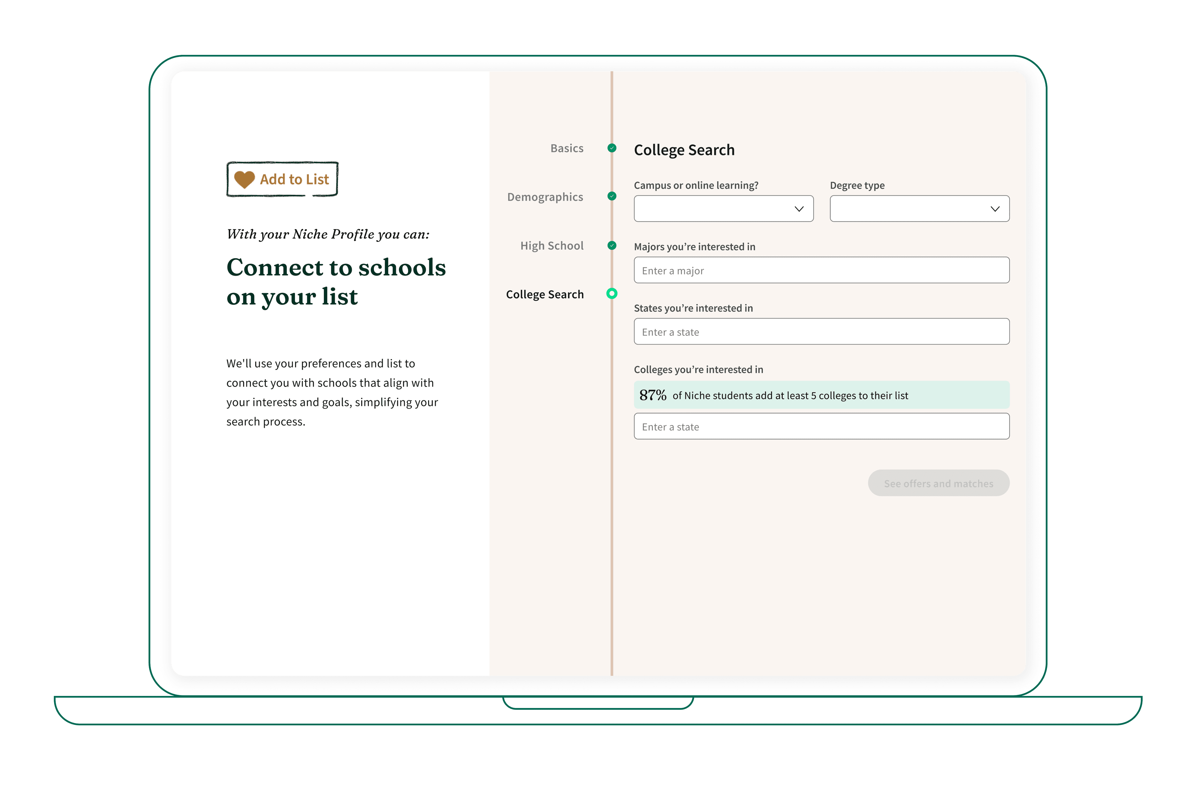 Niche registration flow redesign