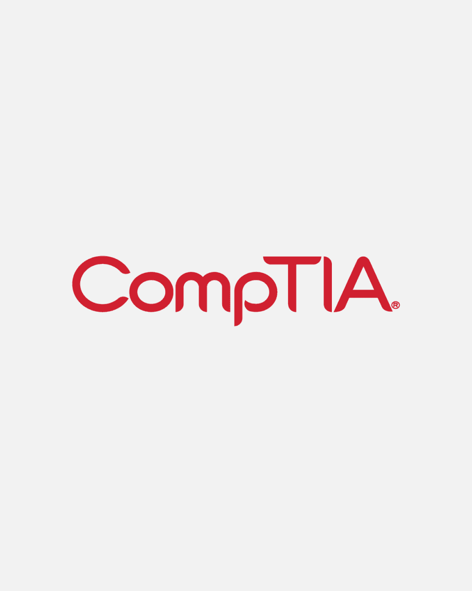 CompTIA logo in red text centered on a white background.