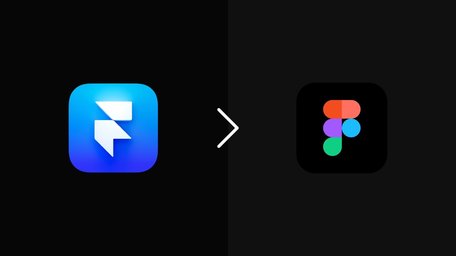 Icon representing a logo change, displaying the old logo on the left and the new logo on the right with a directional arrow.