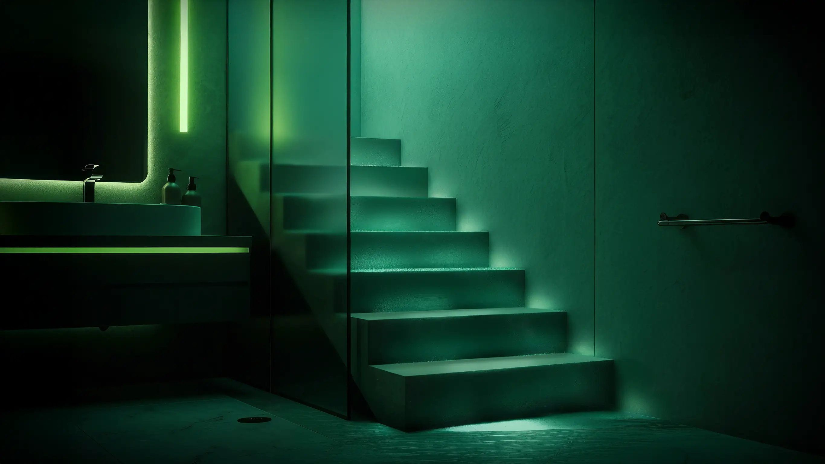 Das Wasser auf der Treppe ist verschwunden, nachdem das Leck geortet wurde.