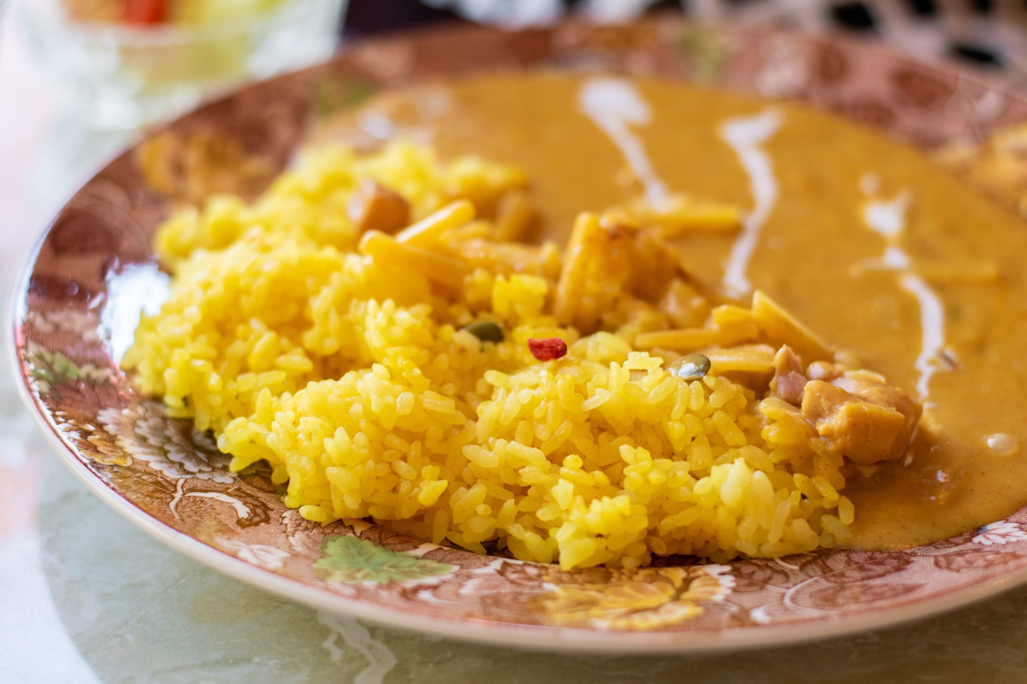 Curry dish with yellow rice