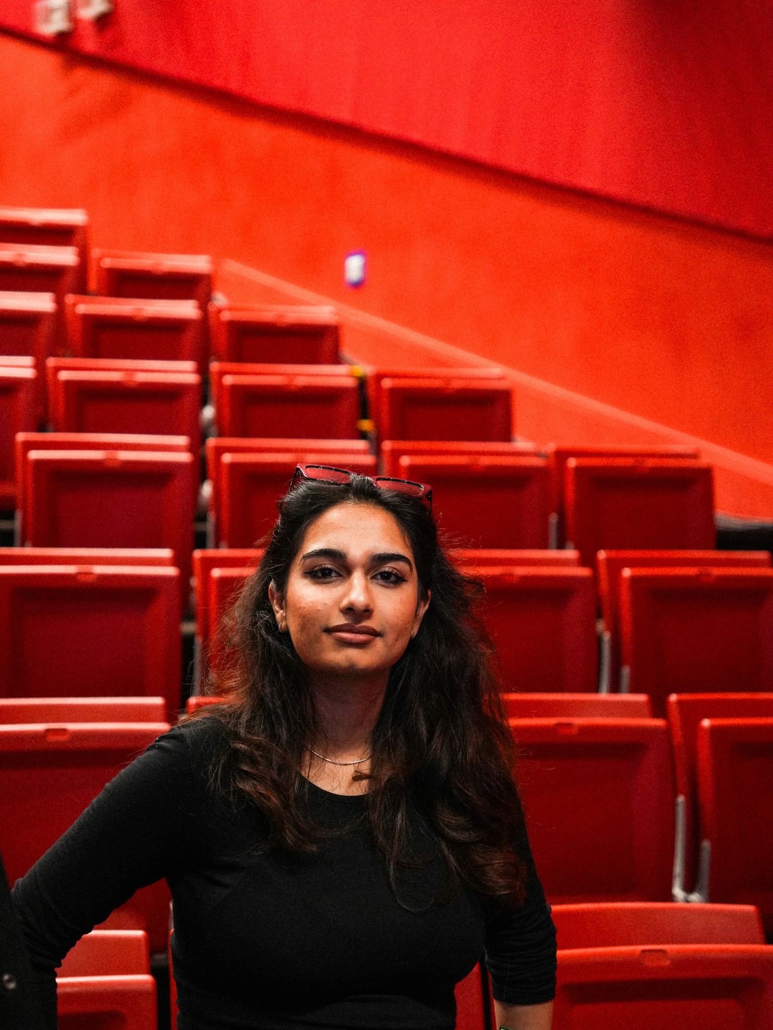 Excited crowd at a colorful concert