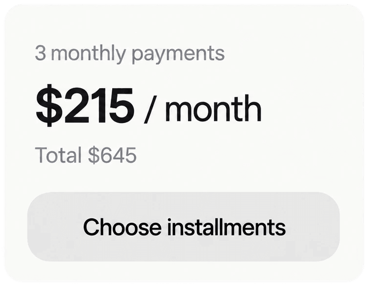 Pay in installments UI interface