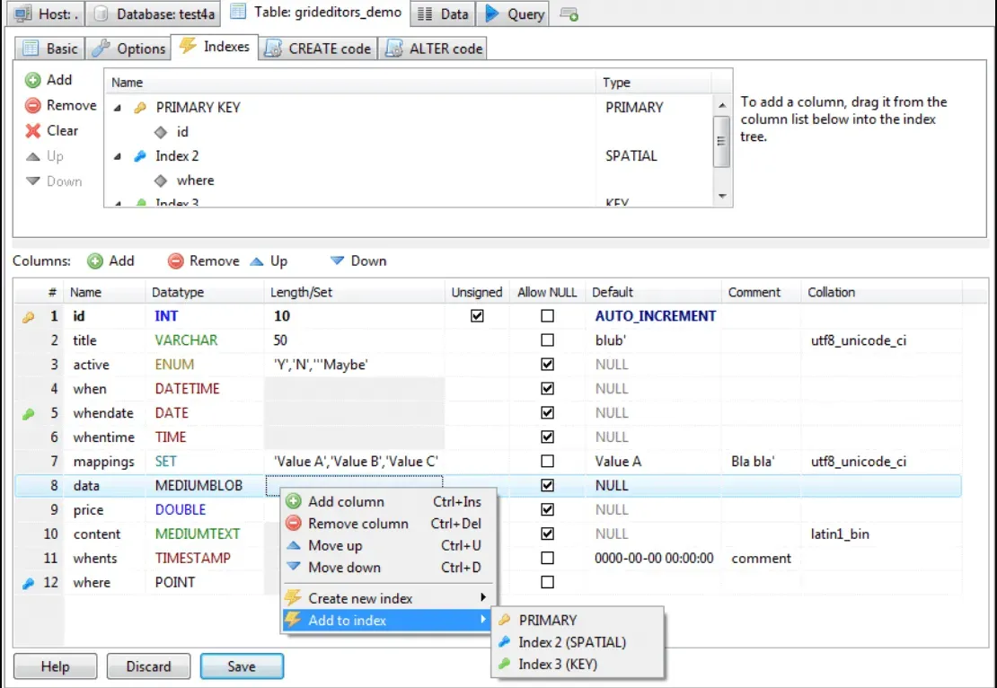 The HeidiSQL database editor.