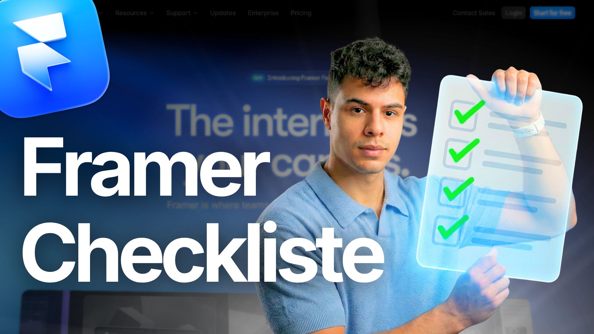 Blog Thumbnail mit einem mann und der Schirft "Framer Tutorial Components""