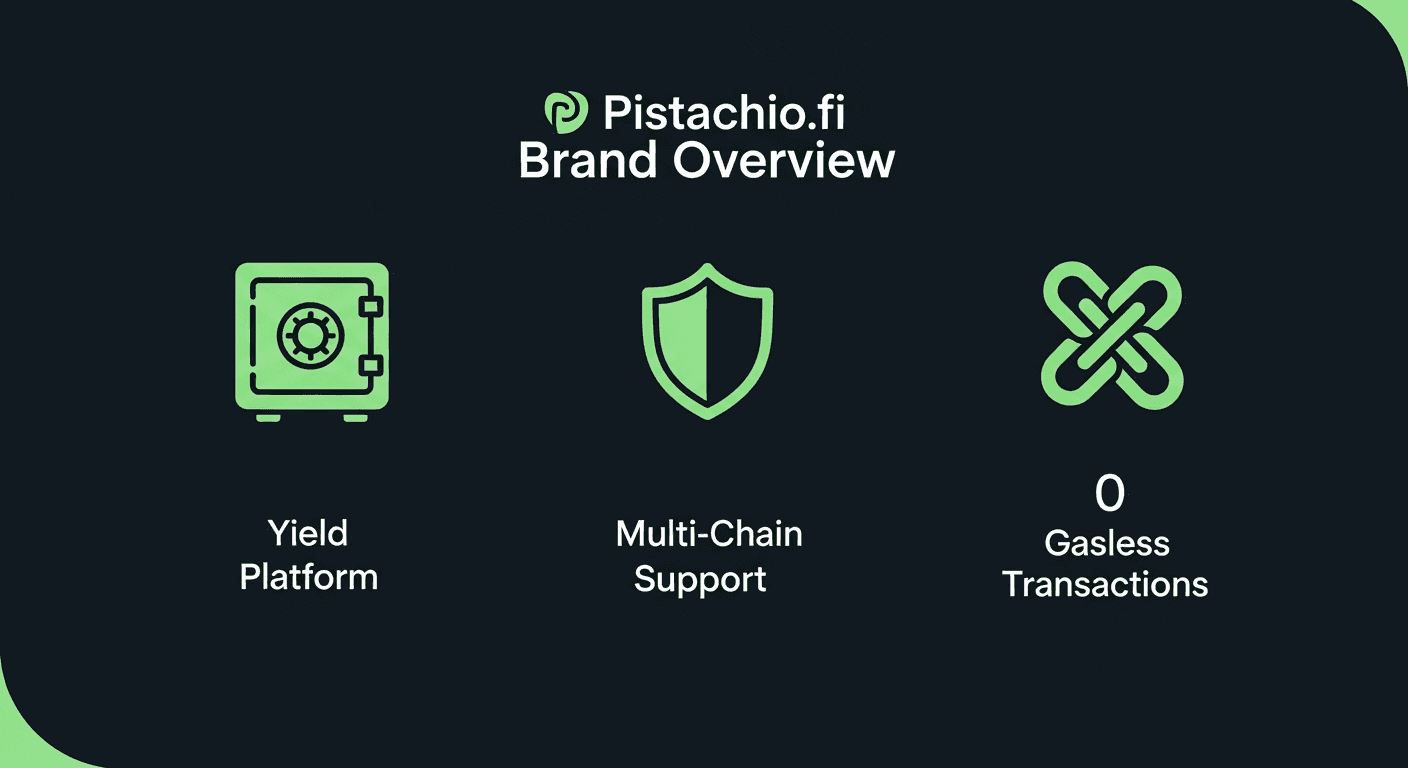 Pistachio.fi brand facts overview showing key platform features and technology partners