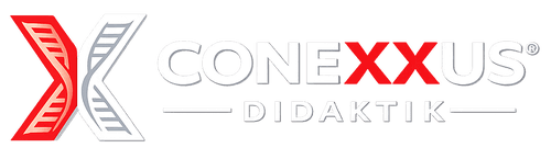 CONEXXUS Didaktik Logo mit rotem und silbernem Verbindungssymbol