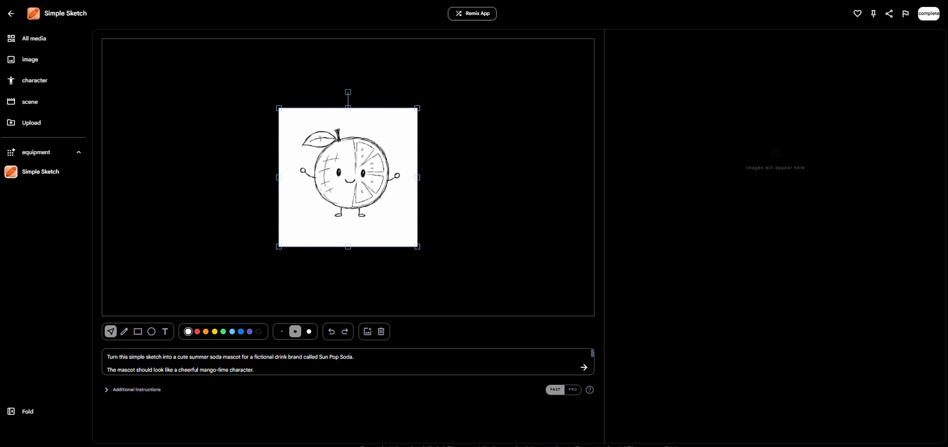 Image caption: Uploading rough sketch on Simple Sketch.