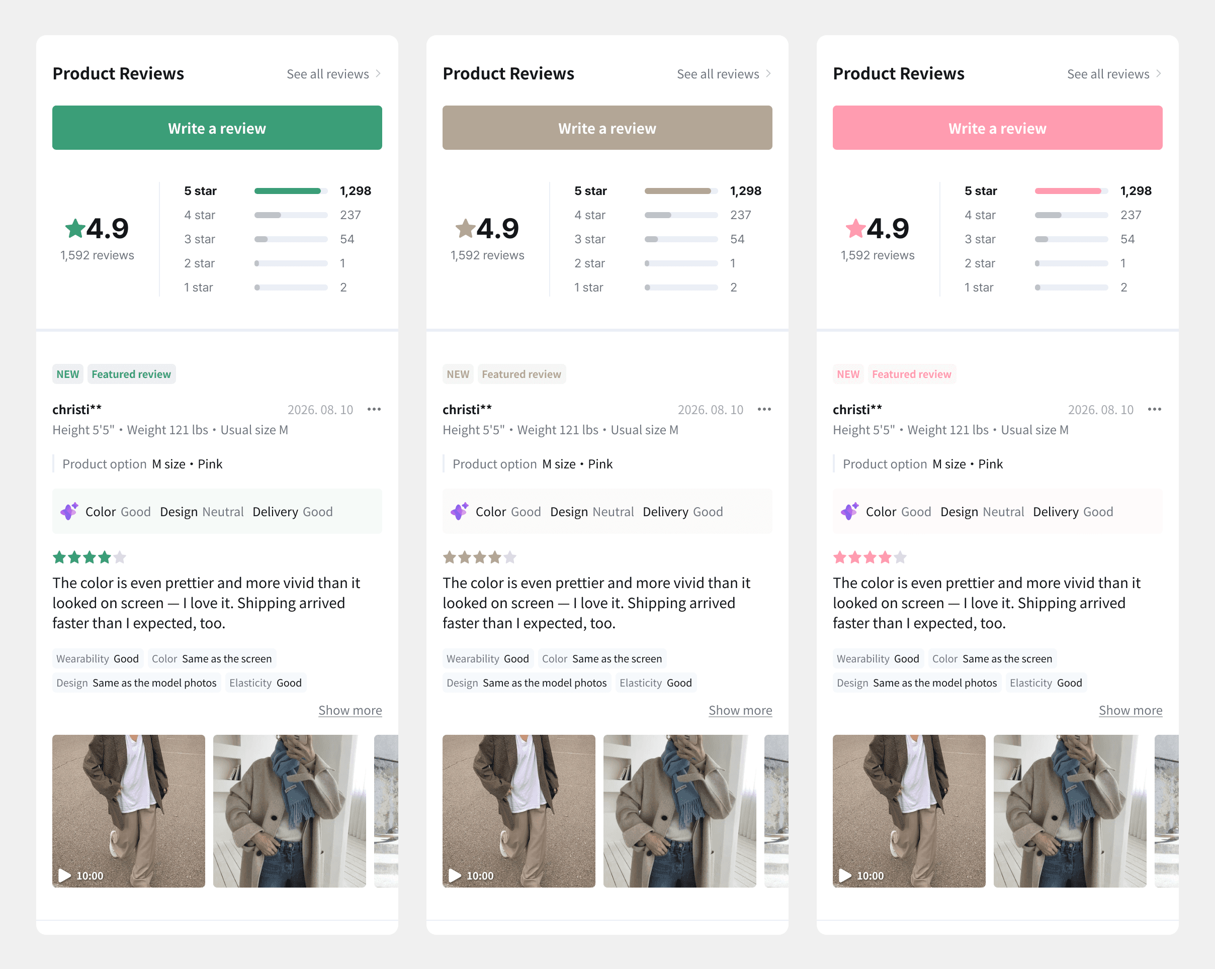 Brand color customization in CREMA Reviews Widget