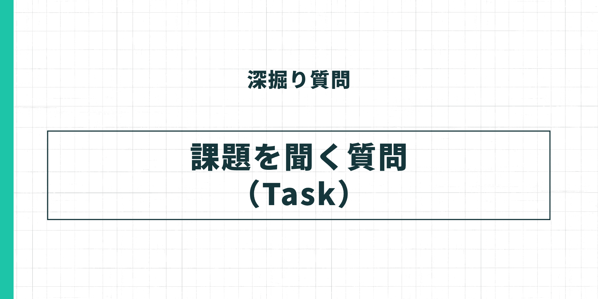 深掘り質問：課題を聞く質問（Task）。