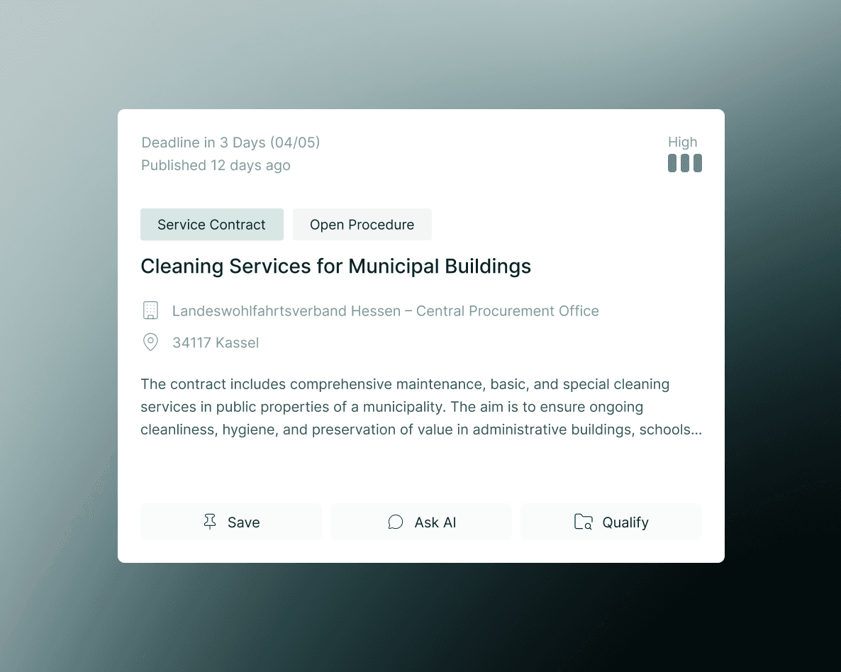 Tender Example: Cleaning Services for Municipal Buildings