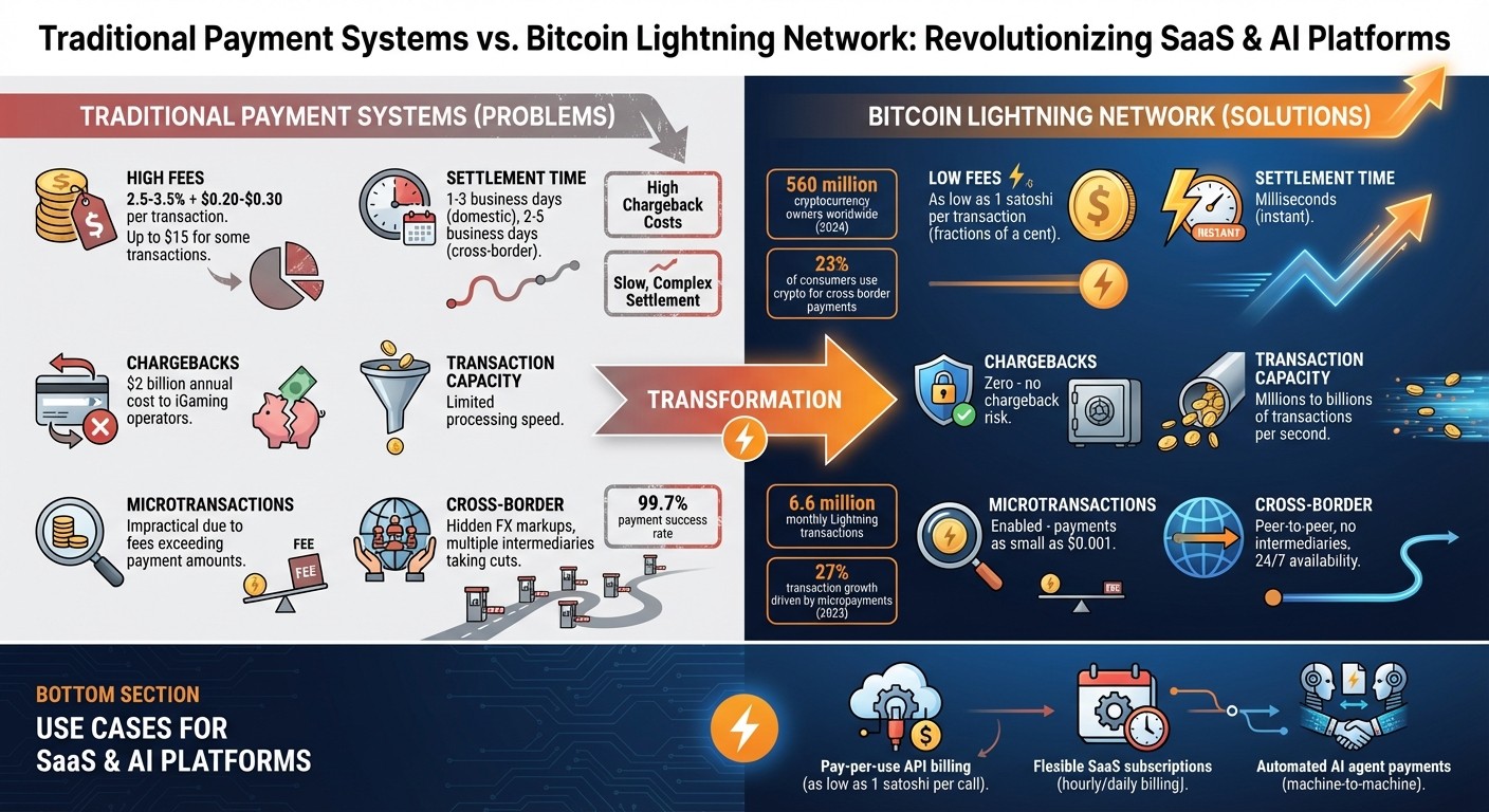 Traditional Payment Systems vs Bitcoin Lightning Network for SaaS and AI